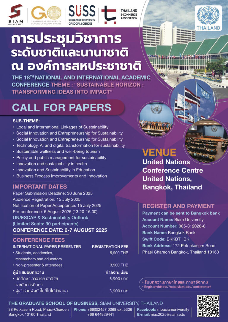 Conference MBA International Proceeding Siam University Bangkok Thailand 2025